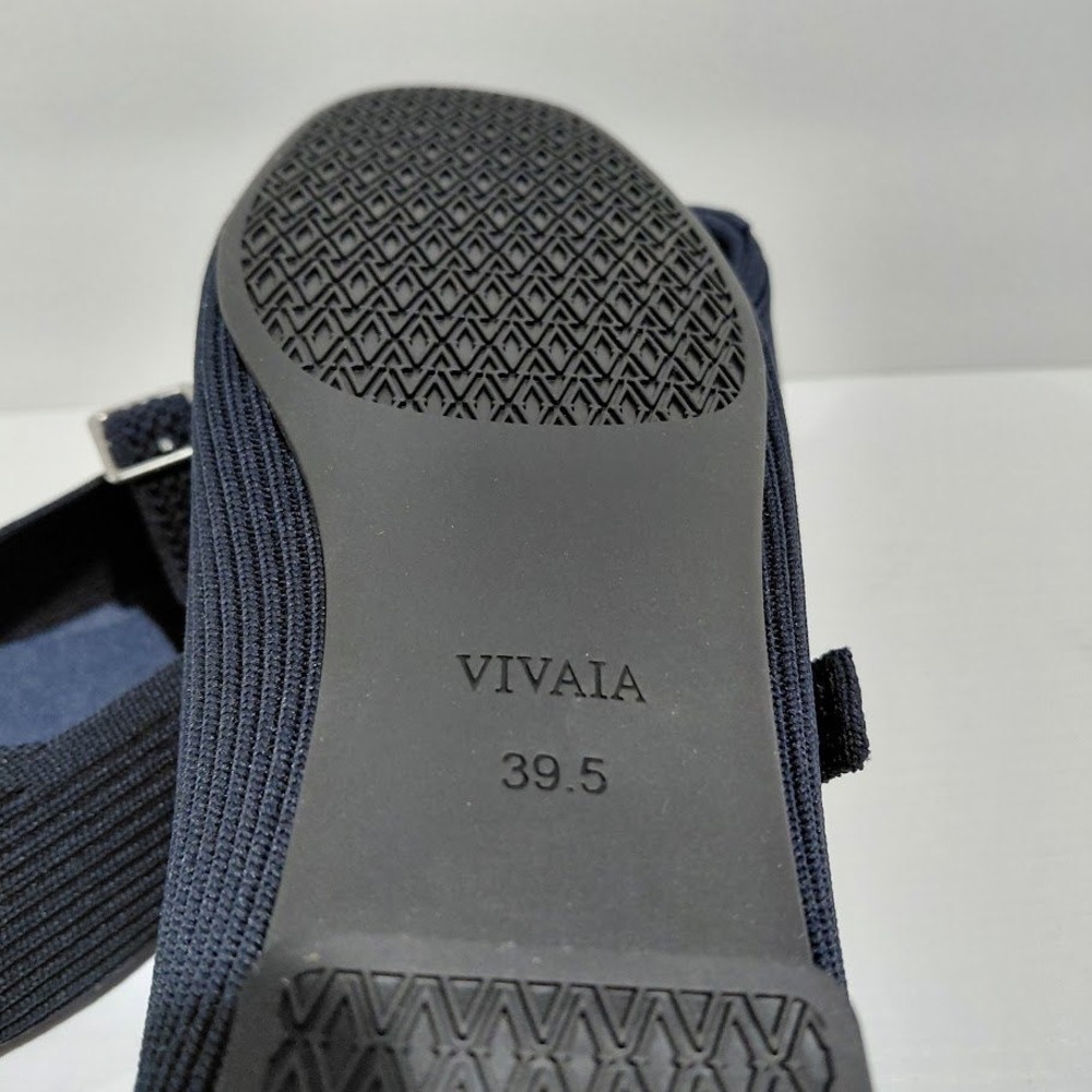Vivaia Margot Mary Jane Flats Navy Blue Ribbed Knit Square Toe Sustainable 39.5 - Picture 3 of 13